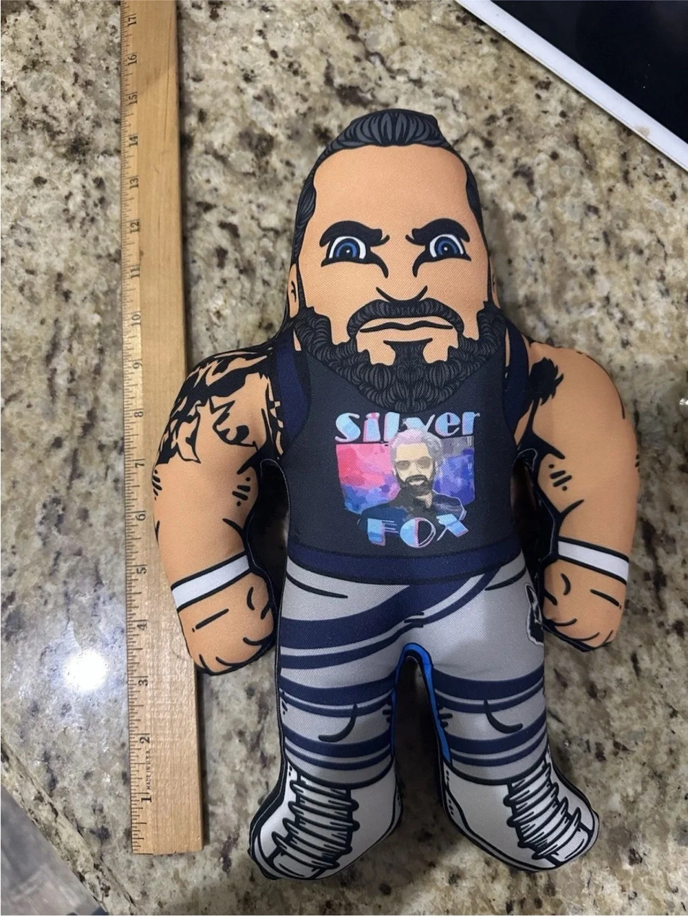 WWE Silver Fox Plush Figure - Blue, Black, Gray, White